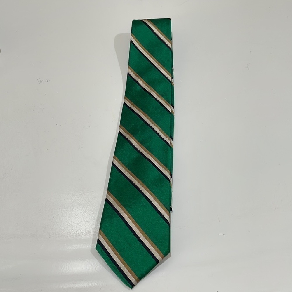 Vintage Lanvin Green Striped Silk Tie—Great Looking—Price Tag Still Attached!